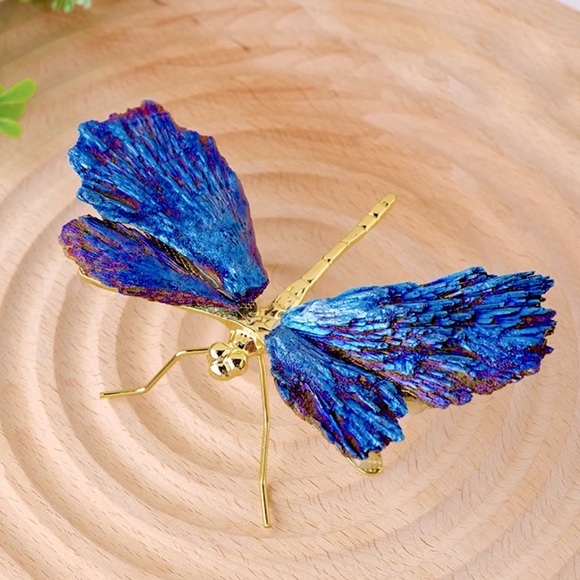 🆕New Aura Blue Tourmaline Dragonfly Figurine- Silver - Picture 7 of 12